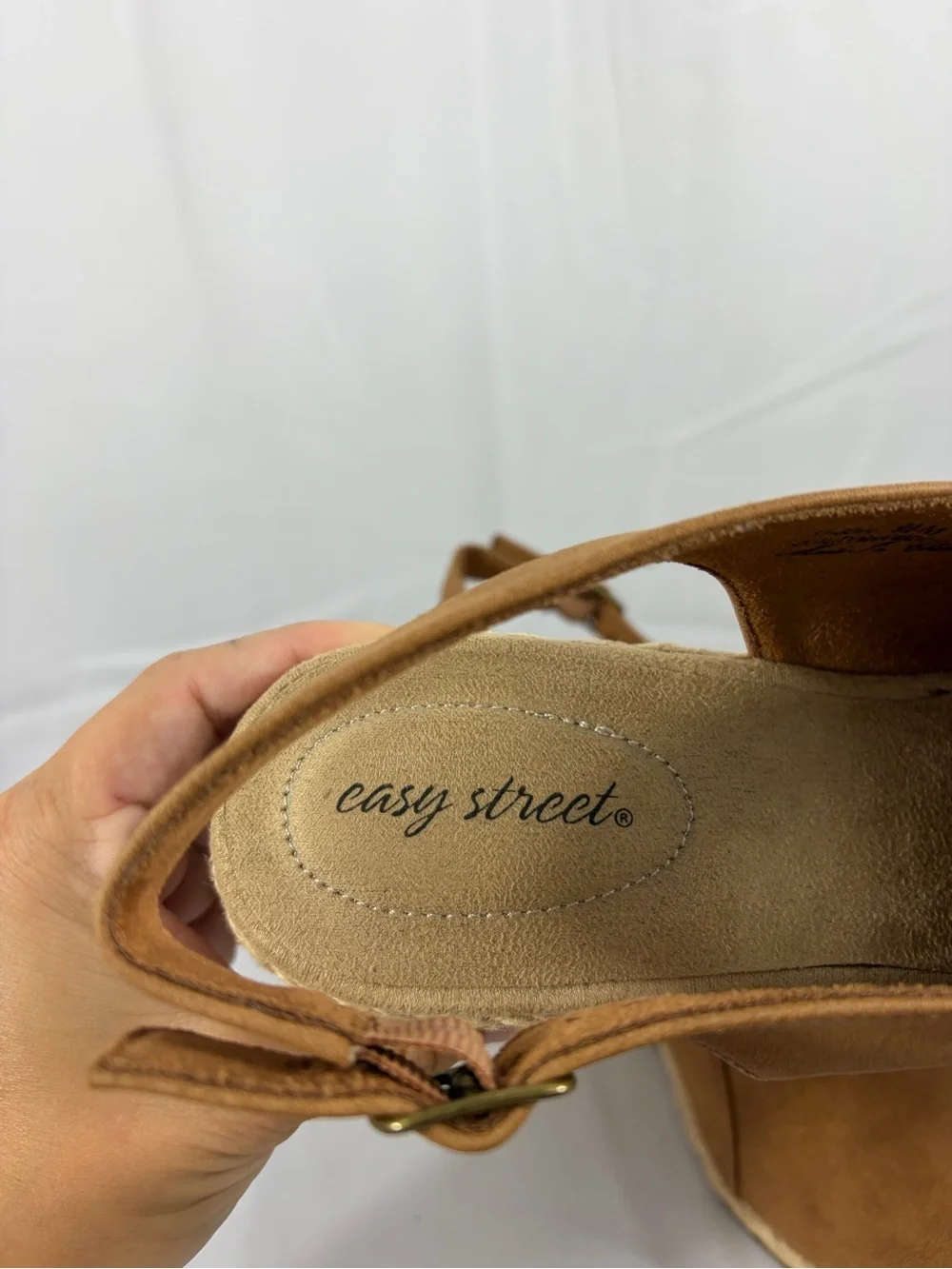 NWT Easy Street Women's Size 9.5 Brown 3 Inch Wedge Slingback Espadrille Heels